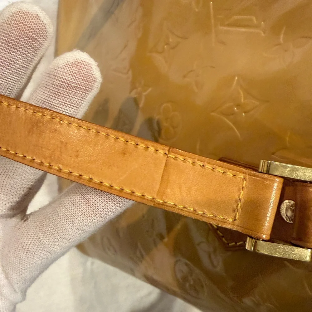 Louis Vuitton Houston Vernis Patent Leather Shoulder Bag Gold/Yellow Authentic - Picture 15 of 17